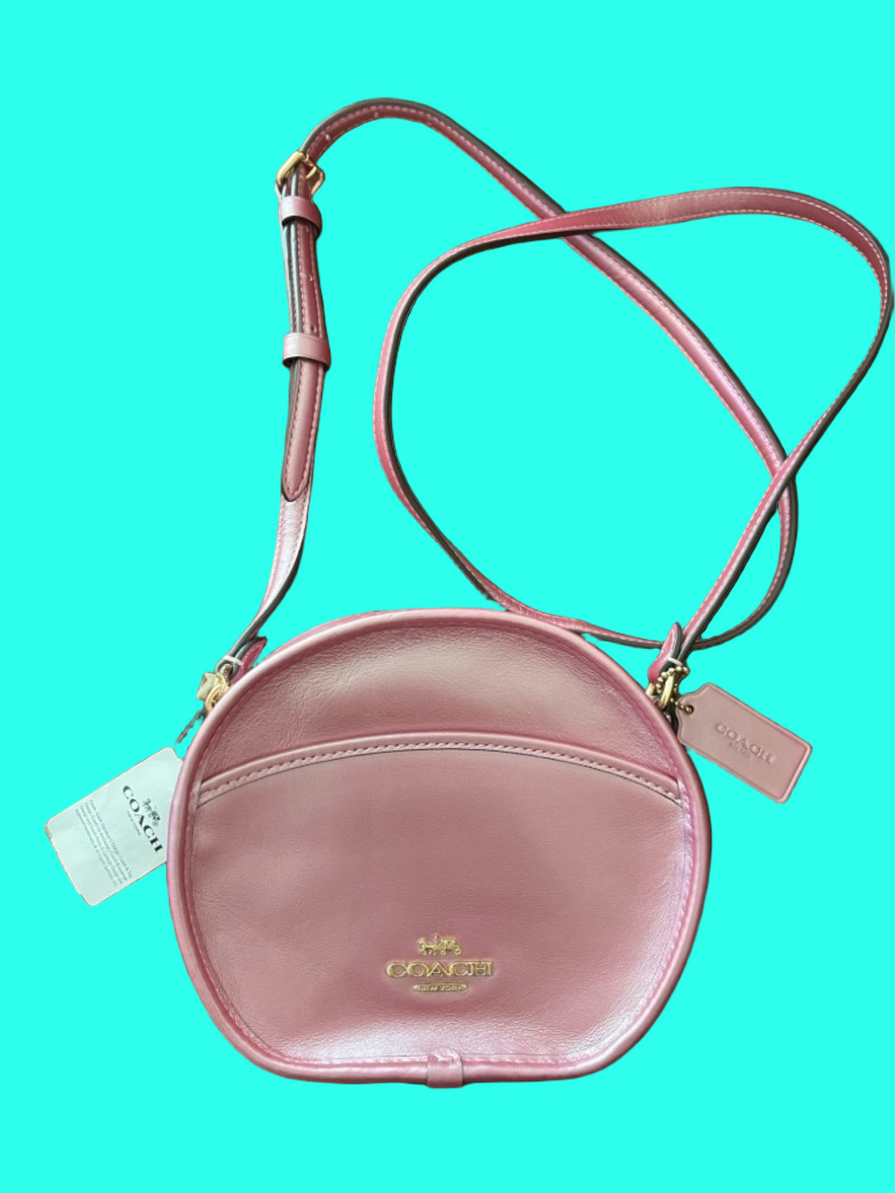 Coach Metallic Pink Leather Canteen Bag